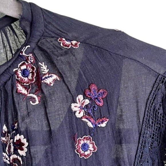 Free People Chasin Spring Maxi Bodysuit Black Dress Button Floral Embroidered S - Picture 5 of 16